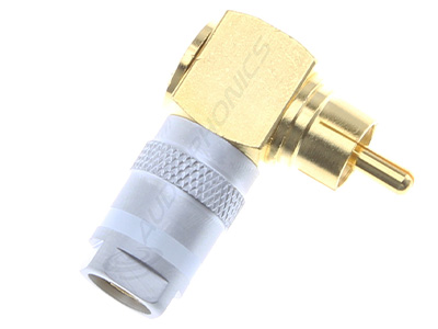 Connecteur RCA Coudé 90° Plaqué Or Ø8.2mm (Unité)