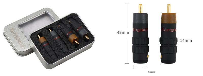 XANGSANE XS-R13 Connecteurs RCA Cuivre Pur Plaqué Or 24k Ø7mm (Set x4)