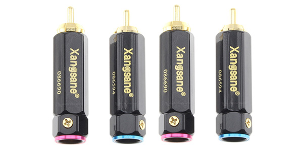 XANGSANE XS-T1061 Connecteurs RCA Cuivre Pur Plaqué Or 24k Ø9mm (Set x4)