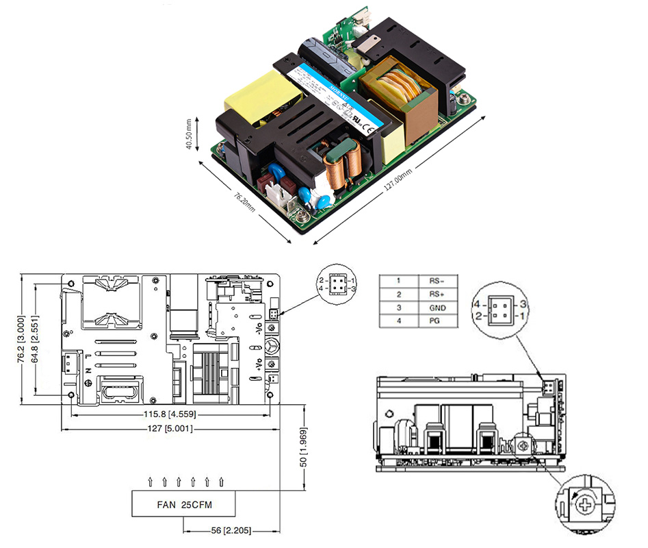 LOF550-20B48 Module d'Alimentation à Découpage SMPS 550W 48V 11A PFC