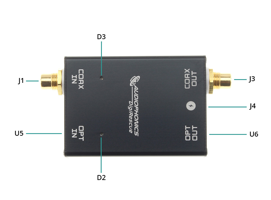 AUDIOPHONICS DIGIRESCUE Module Reclocker SPDIF Optique Coaxial Isolation Galvanique 24bit 192kHz