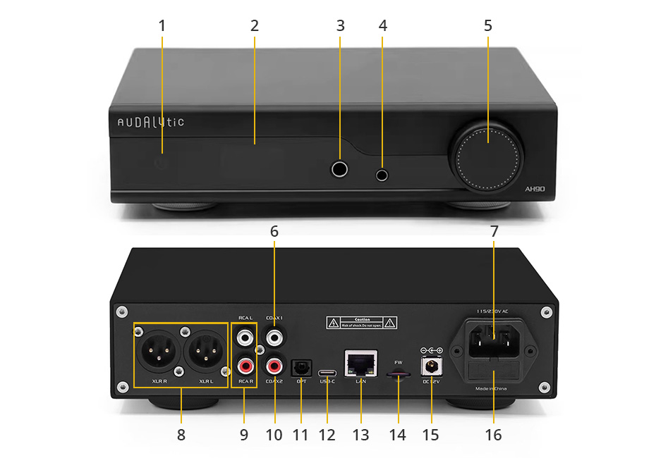 Audalytic AH90 DAC AK4499EX XMOS XU316 LAN DLNA Roon 32bit 768kHz DSD512 MQA Noir