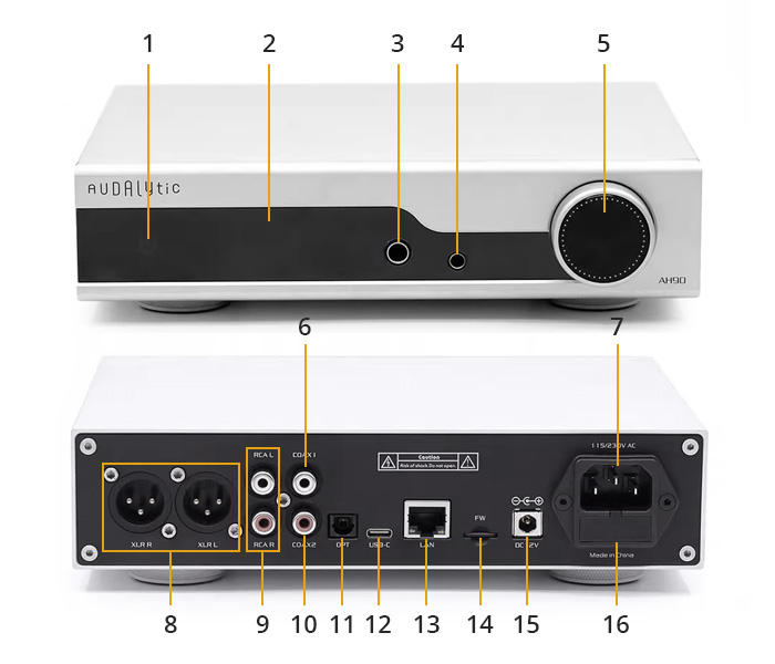 Audalytic AH90 DAC AK4499EX XMOS XU316 LAN DLNA Roon 32bit 768kHz DSD512 MQA Argent