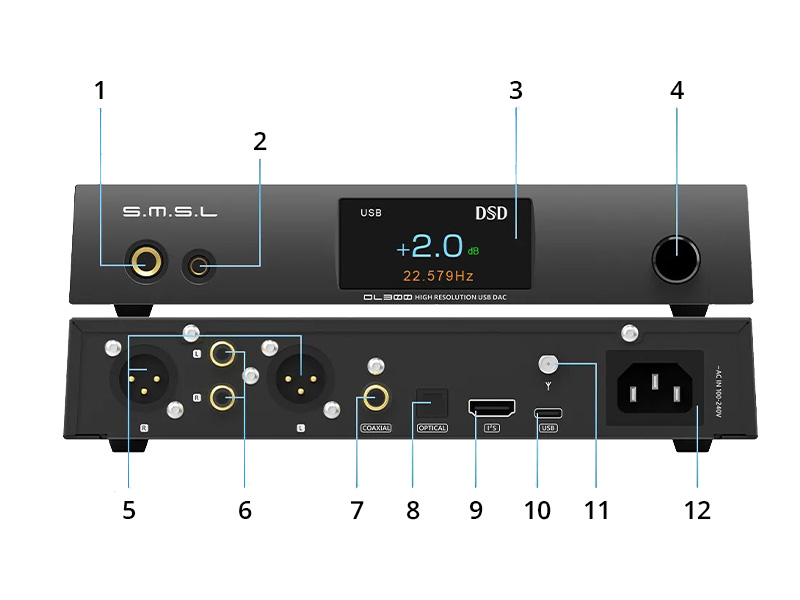 SMSL DL300 DAC AK4191 + AK4499 Headphone Amplifier XMOS XU316 Bluetooth 5.1 LDAC 32bit 768kHz DSD512 MQA MQA-CD