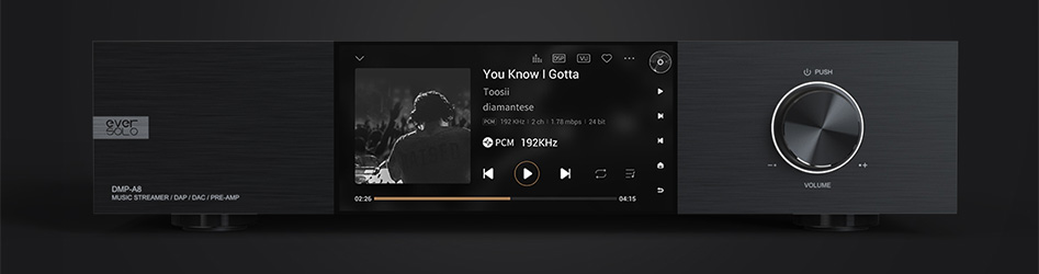 Eversolo DMP-A8: Front view with playback display