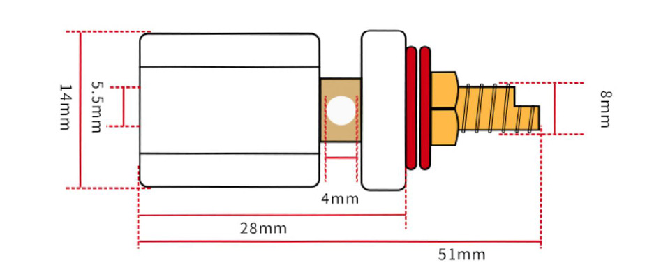 XANGSANE XS-6001AU SHORT Borniers Haut-Parleur Cuivre Pur Plaqués Or (Set x4)