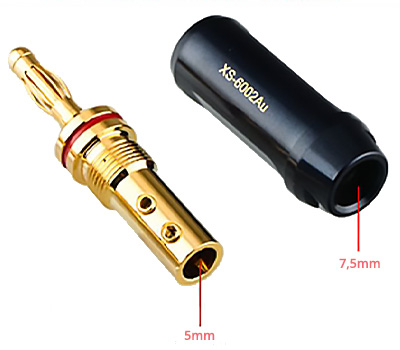 XANGSANE XS-6002AU Banana plugs Gold-plated pure copper Ø7.5mm (Set x4)