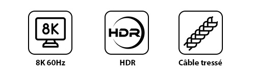 Adaptateur HDMI femelle vers USB-C mâle 8K HDR 20cm
