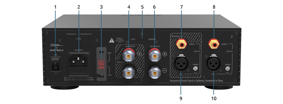 EverSolo AMP-F2 : Vue arrière et schéma