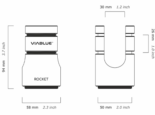 Dimensions des supports de câble Viablue Rocket 