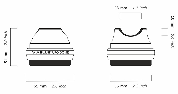 Dimensions des supports de câble Viablue UFO Dome