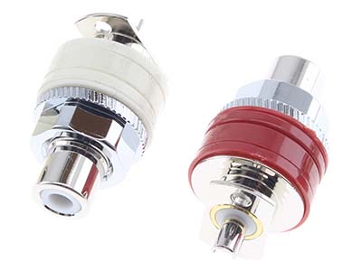 VIBORG RC-101 (R) Embases RCA Cuivre Pur Plaqu&eacute; Argent / Rhodium (Set x4)