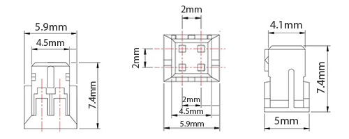 PH 2.0mm cable dimension diagram