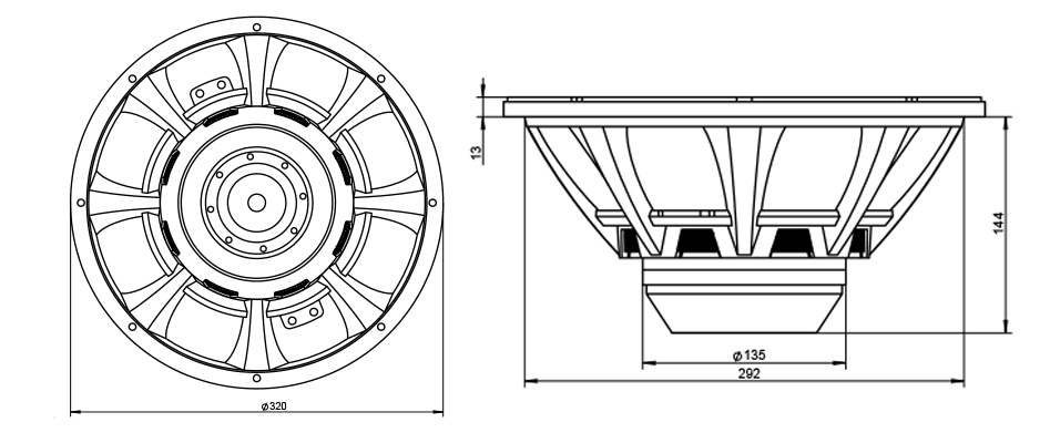 Dimension du Dayton Audio PRO 12N ODEUM