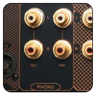 Photo des entrées phono du préamplificateur Tonewinner AD-1PRE+