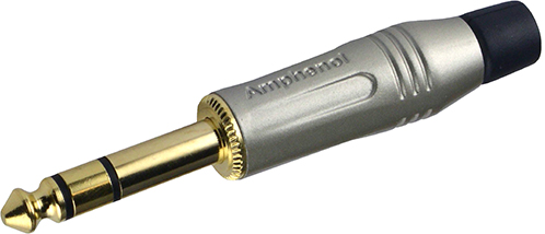 AMPHENOL ACPS-GN-AU Male Stereo Jack 6.35mm Connector Gold Plated Ø7mm: front view