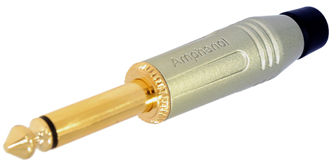 AMPHENOL ACPM-GN-AU Male Mono Jack 6.35mm Connector Gold Plated Ø7mm: front view