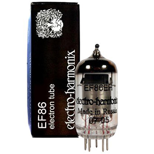 Electro-Harmonix EF86 Pentode Power Tube: Tube with its box