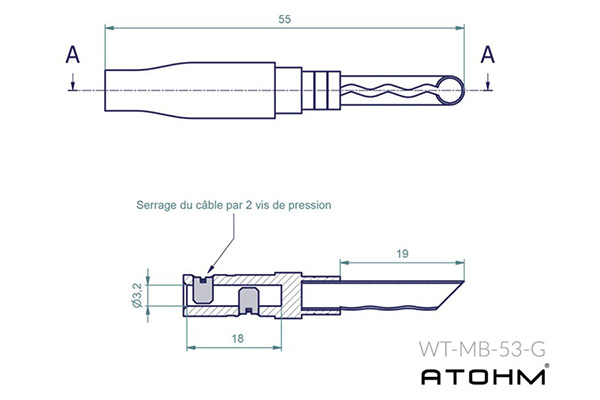 Atohm WT-MB53-G banana plug dimensions