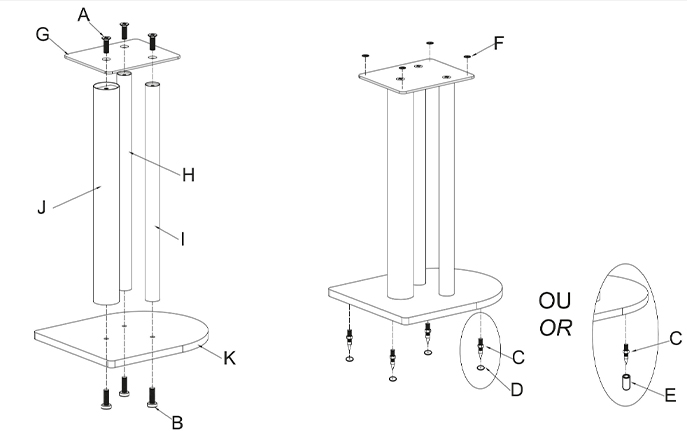 DE CONTI TRIO N60 Speaker stands Black (Pair):