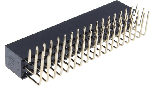 Header Connector 2.54mm Male / Female Straight-Angled 3x18 Pins 3mm : Front view