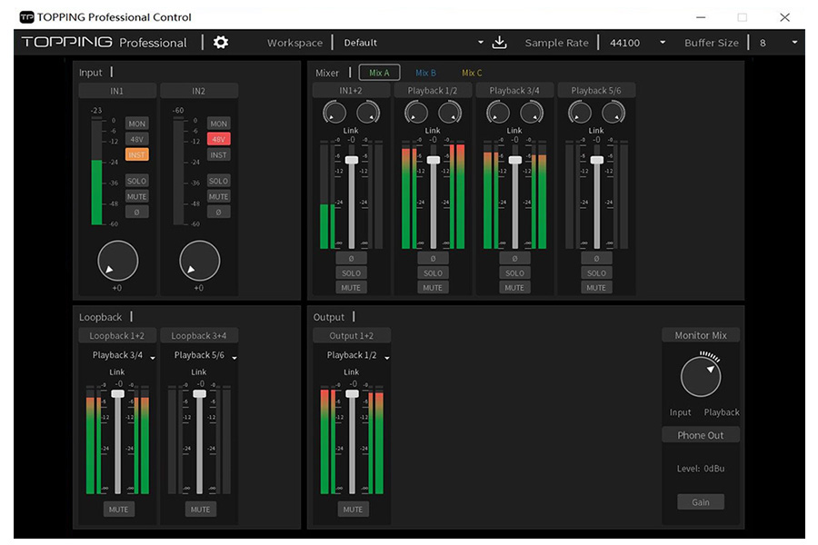 Topping E2x2: independent mixers