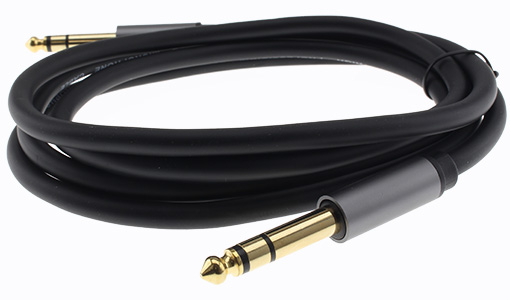 Male Jack 6.35mm to Male Jack 6.35mm Stereo Cable Shielded Gold Plated 2m : Front view