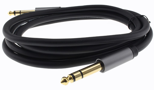 Male Jack 6.35mm to Male Jack 6.35mm Stereo Cable Shielded Gold Plated 1m : Front view