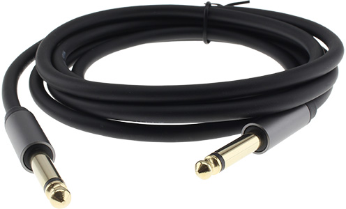 Male Jack 6.35mm to Male Jack 6.35mm Stereo Cable Shielded Gold Plated 1m : Front view