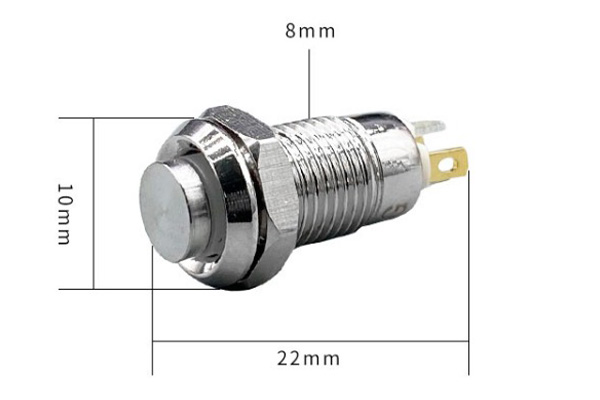 Dimensions de l'interrupteur avec cercle lumineux rouge