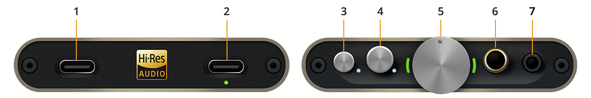 iFi Audio Hip DAC 3 : Schéma des boutons et de la connectique