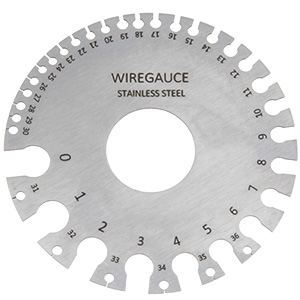 Outil règle de mesure diamètre et AWG en Acier Inoxydable: Vue de face