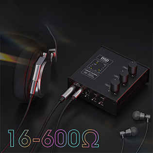 Douk Audio K5 in action with headphones