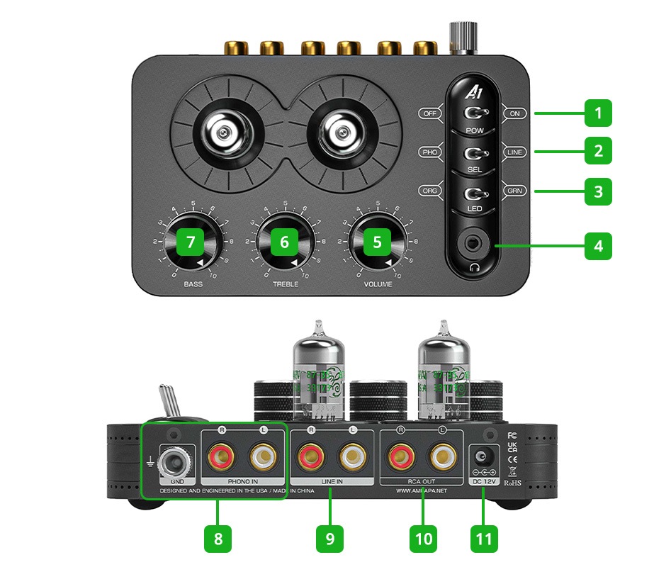 Aperçu du préamplificateur phono Ampapa A1