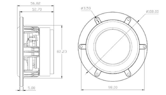 Tectonic TEBM65C20F-4 loudspeaker dimensions