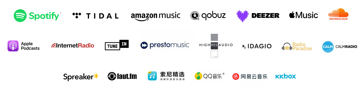 Logos of supported streaming services
