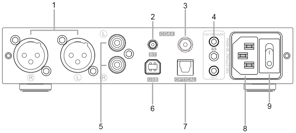 Topping DX5 II: rear panel diagram