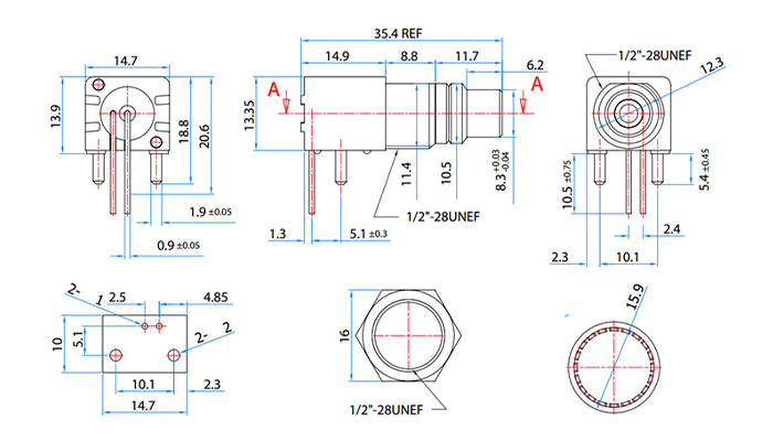 RCA base dimensions