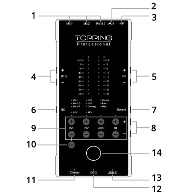Aperçu de l'interface Topping Professional M62