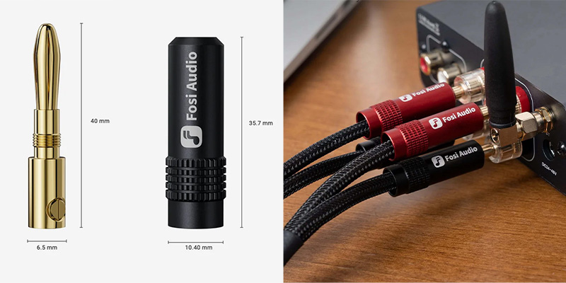 Dimensions des fiches banane Fosi Audio