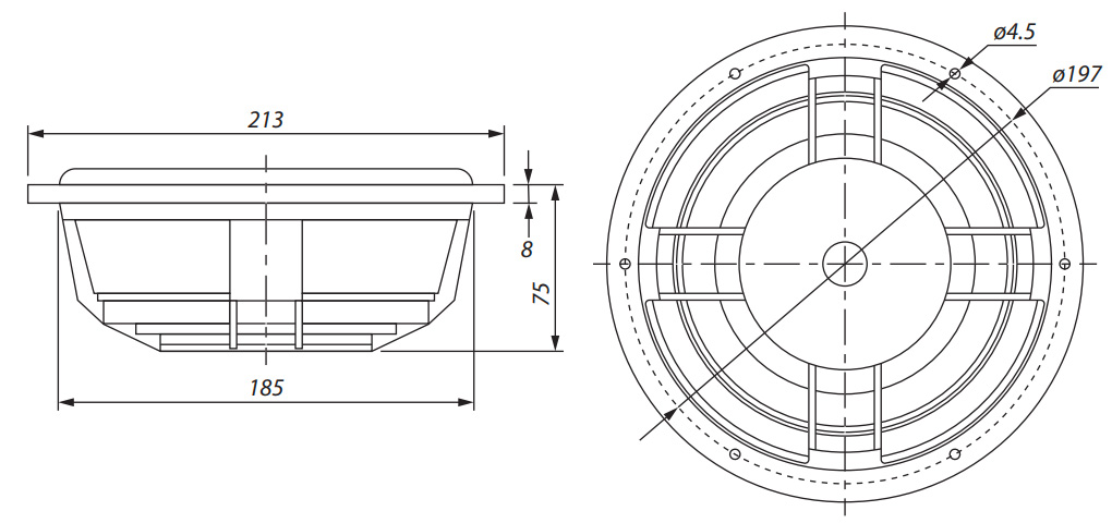 DAYTON AUDIO RSS210-PR : Dimensions