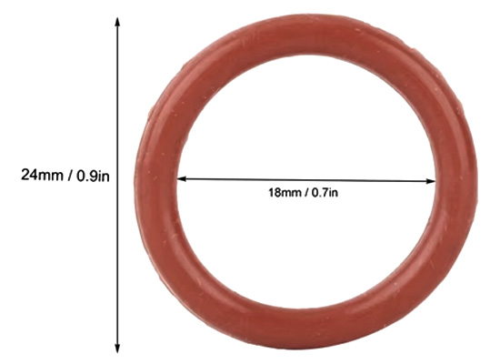 Silicone damping ring for tube: dimensional diagram