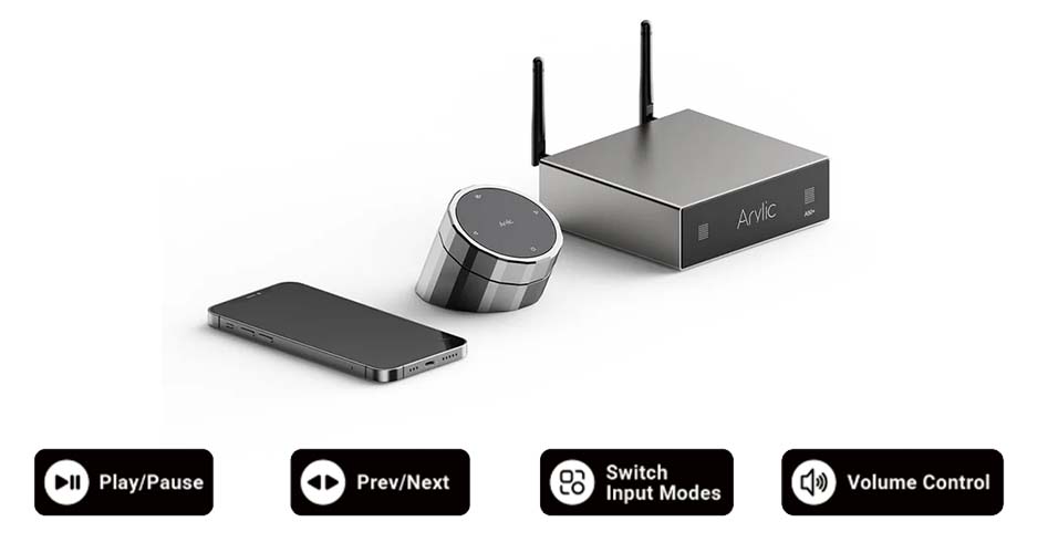 Les commandes de la t&eacute;l&eacute;commande ARYLIC BK01