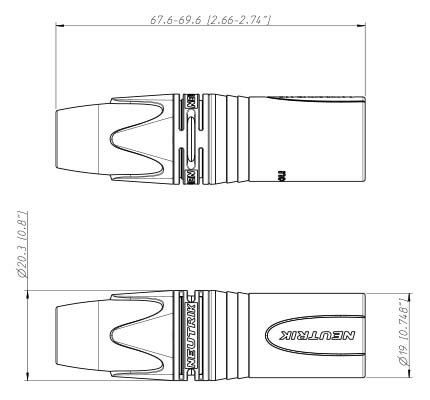 Dimensions of the Neutrik NC3MXX-14