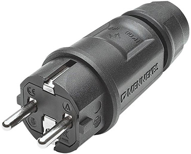 Photo d'un connecteur secteur schuko E/F Mennekes
