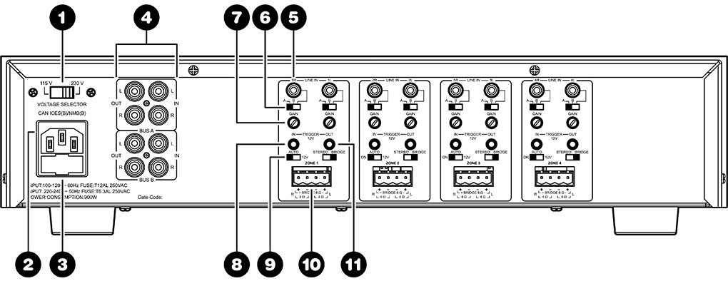 Dayton Audio MA880 : Schema des connectique 