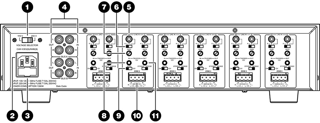 Dayton Audio MA1280 : Schema des connectique 