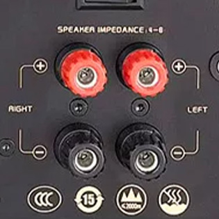Photo of the speaker outputs on the H-Hyperbola HD-8907