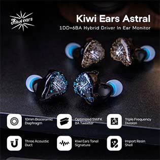 KIWI EARS ASTRAL: Hybrid Architecture with 1 Dynamic Driver + 6 Balanced Armatures