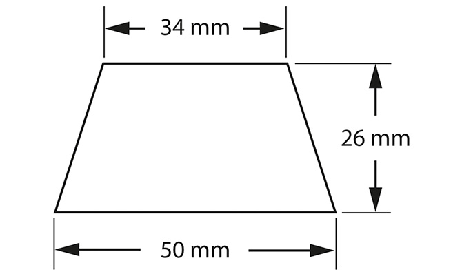 Diagram showing the dimensions of the Dynavox EDS50